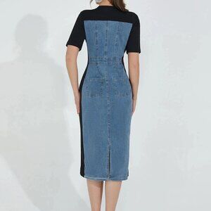 Black/Denim Contrast Dress
